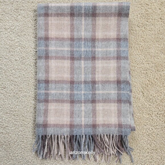NWT James Pringle Weavers 100% Wool Plaid MacKellar Tan, Grey & Brown - Picture 8 of 13